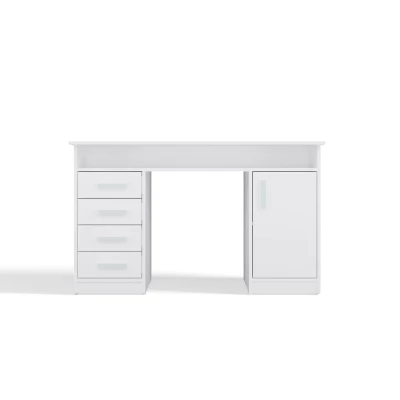 Schreibtisch mit Schubladen und Schrank LUNARO - weiß