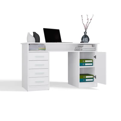 Schreibtisch mit Schubladen und Schrank LUNARO - weiß