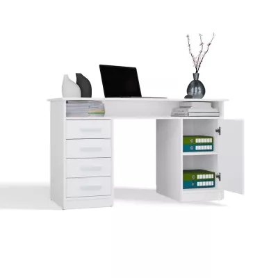Schreibtisch mit Schubladen und Schrank LUNARO - weiß