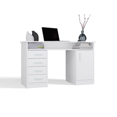 Schreibtisch mit Schubladen und Schrank LUNARO - weiß