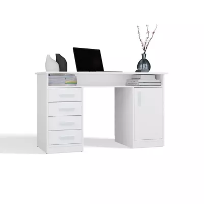 Schreibtisch mit Schubladen und Schrank LUNARO - weiß