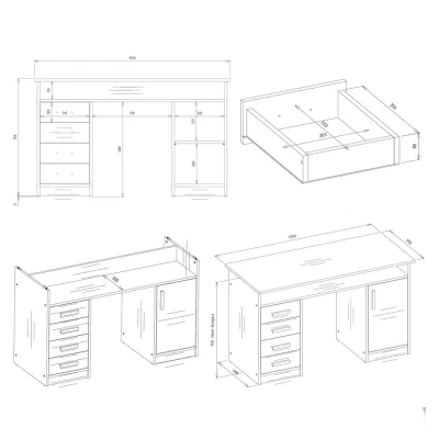 Schreibtisch mit Schubladen und Schrank LUNARO – Eichenholz