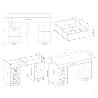 Schreibtisch mit Schubladen und Schrank LUNARO – Eichenholz