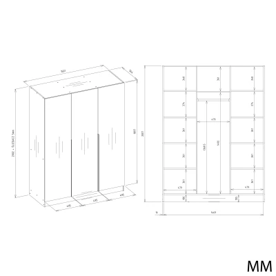 Dreitüriger Kleiderschrank 150 cm CELARI – Kaschmir