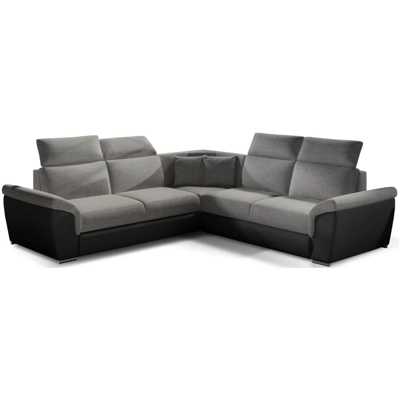 Ecksofa ANSELM - grau/schwarz