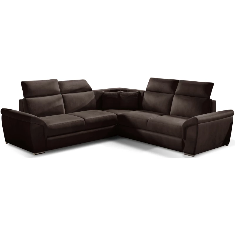 ANSELM Ecksofa - dunkelbraun