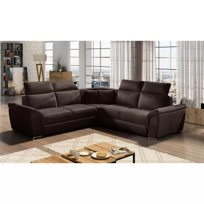 ANSELM Ecksofa - dunkelbraun