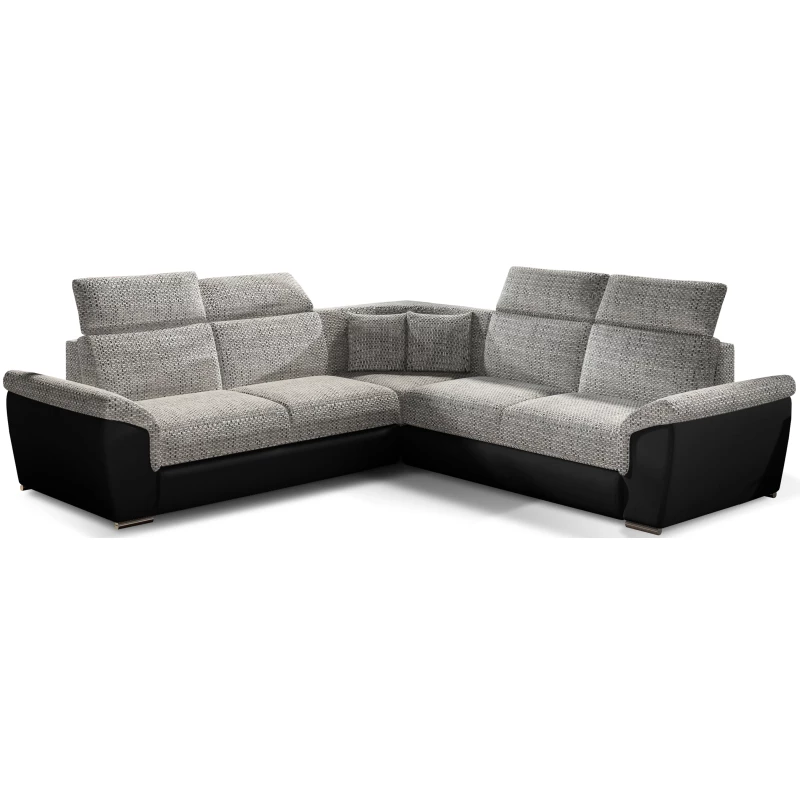 Ecksofa ANSELM - hellgrau / schwarz
