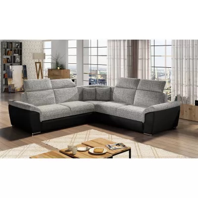 Ecksofa ANSELM - hellgrau / schwarz