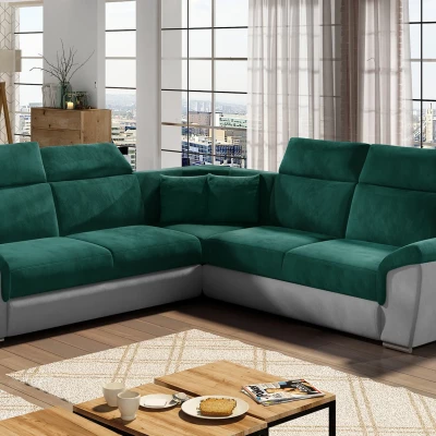 Ecksofa ANSELM - grün/grau