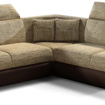 Ecksofa ANSELM – dunkelbeige/braun