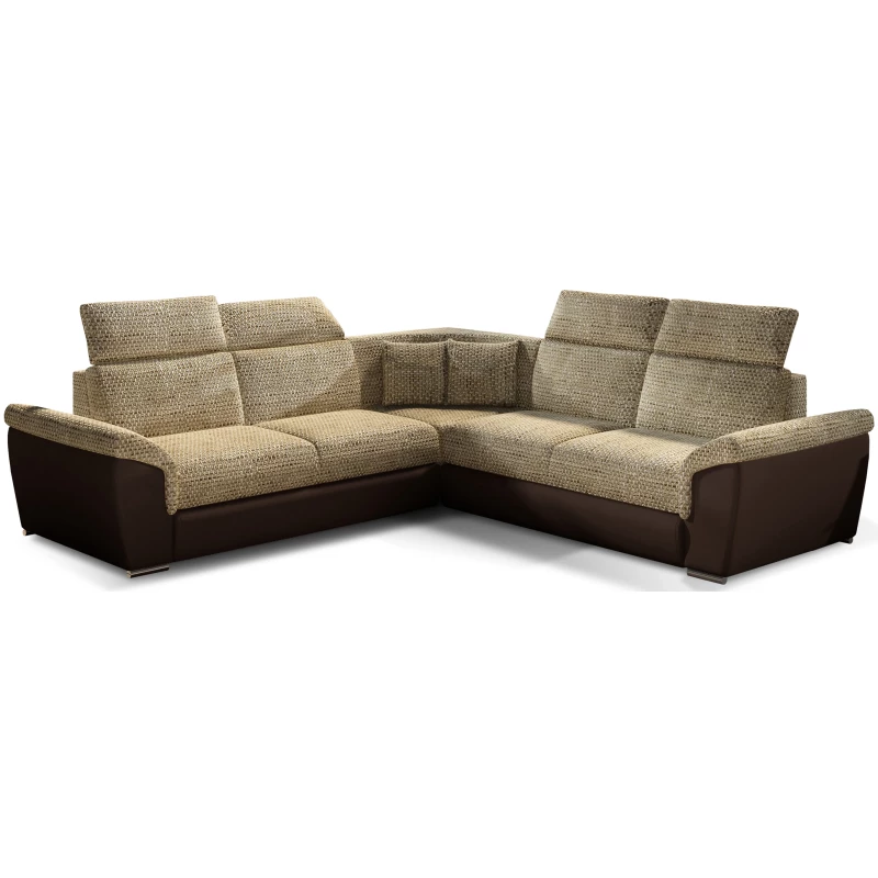 Ecksofa ANSELM – dunkelbeige/braun