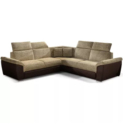Ecksofa ANSELM – dunkelbeige/braun