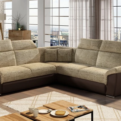 Ecksofa ANSELM – dunkelbeige/braun