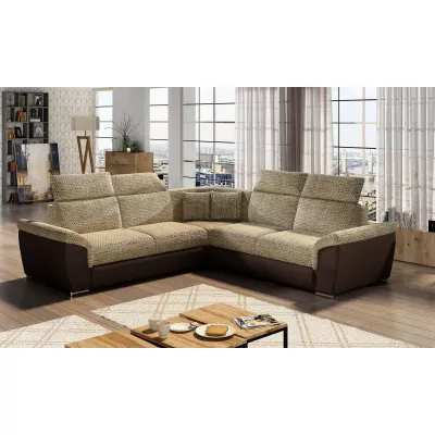 Ecksofa ANSELM – dunkelbeige/braun
