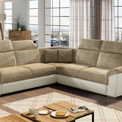 Ecksofa ANSELM - dunkelbeige / beige