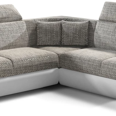 Ecksofa ANSELM – Hellgrau/Weiß