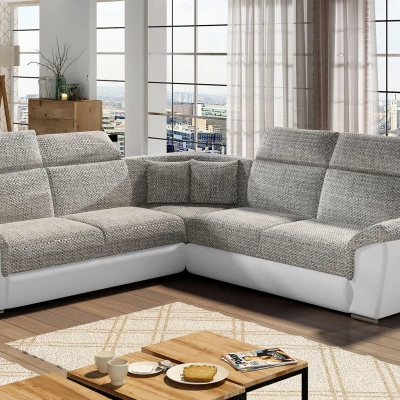 Ecksofa ANSELM – Hellgrau/Weiß