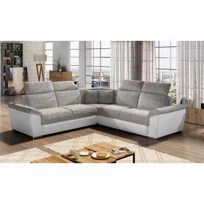 Ecksofa ANSELM – Hellgrau/Weiß
