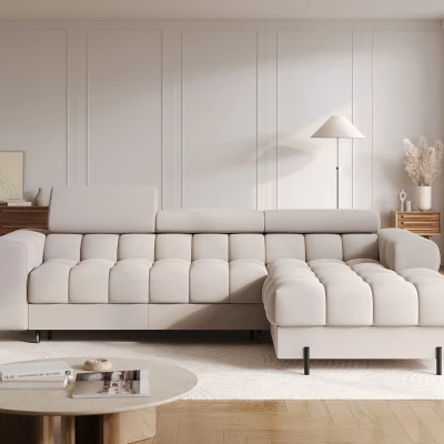 Ecksofa mit Stauraum ELIS - Latte, rechte Ecke