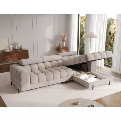 Ecksofa mit Stauraum ELIS - Latte, rechte Ecke