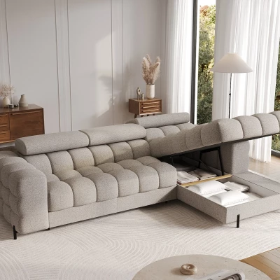 Ecksofa mit Stauraum ELIS – beige, rechte Ecke