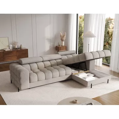 Ecksofa mit Stauraum ELIS – beige, rechte Ecke