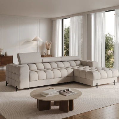 Ecksofa mit Stauraum ELIS – hellbeige, rechte Ecke