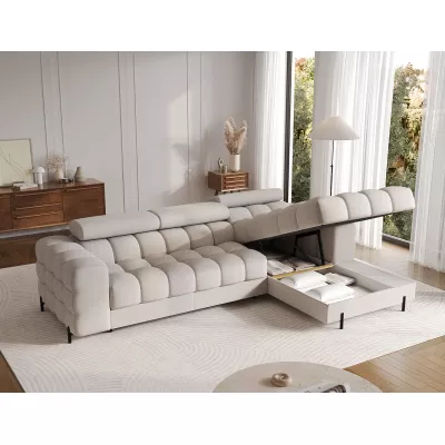 Ecksofa mit Stauraum ELIS – hellbeige, rechte Ecke