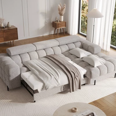 Ecksofa mit Stauraum ELIS – grau-beige, rechte Ecke