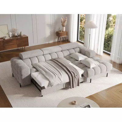 Ecksofa mit Stauraum ELIS – grau-beige, rechte Ecke