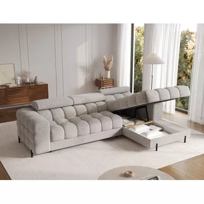 Ecksofa mit Stauraum ELIS – grau-beige, rechte Ecke