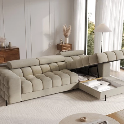 Ecksofa mit Stauraum ELIS – dunkelbeige, rechte Ecke