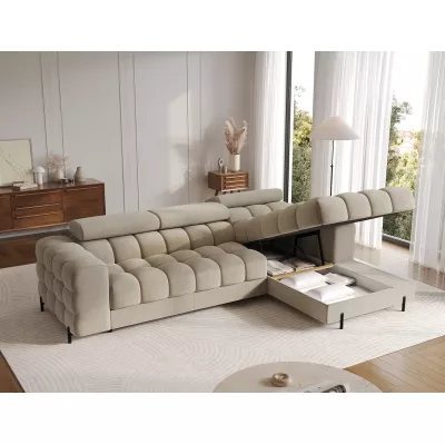 Ecksofa mit Stauraum ELIS – dunkelbeige, rechte Ecke