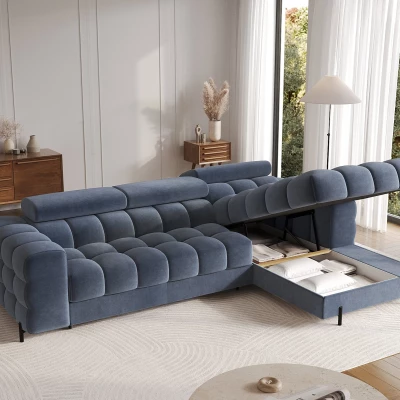 Ecksofa mit Stauraum ELIS - blau, rechte Ecke