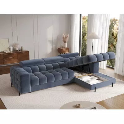 Ecksofa mit Stauraum ELIS - blau, rechte Ecke