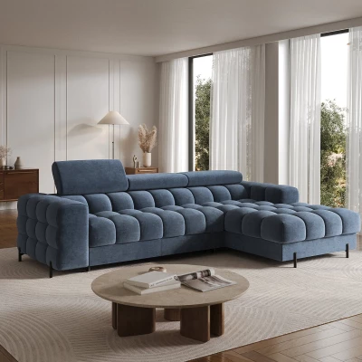 Ecksofa mit Stauraum ELIS - blau, rechte Ecke