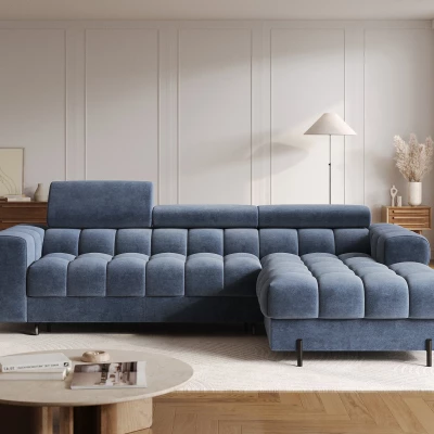 Ecksofa mit Stauraum ELIS - blau, rechte Ecke