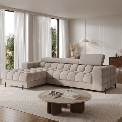 Ecksofa mit Stauraum ELIS - Latte, linke Ecke
