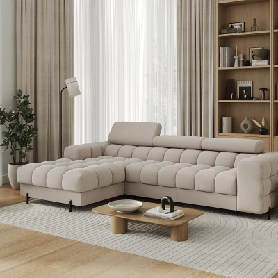 Ecksofa mit Stauraum ELIS - Latte, linke Ecke