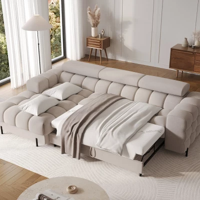 Ecksofa mit Stauraum ELIS - Latte, linke Ecke