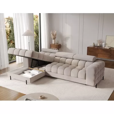 Ecksofa mit Stauraum ELIS - Latte, linke Ecke