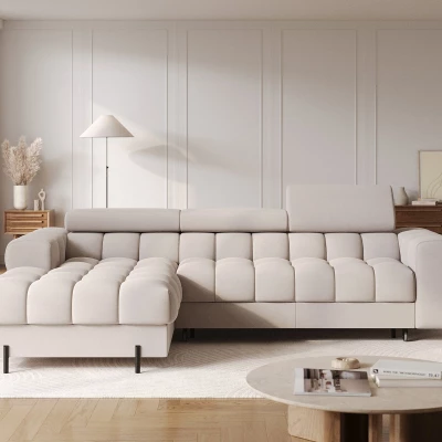 Ecksofa mit Stauraum ELIS - Latte, linke Ecke