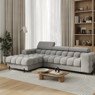 Ecksofa mit Stauraum ELIS - grau, linke Ecke