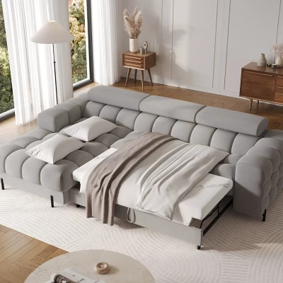 Ecksofa mit Stauraum ELIS - grau, linke Ecke