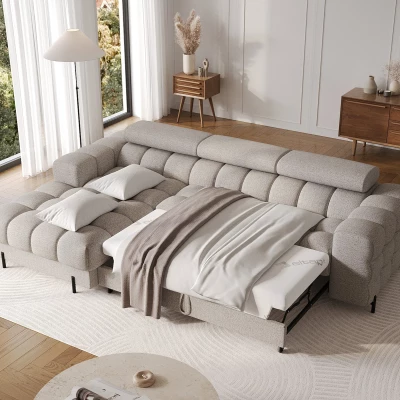 Ecksofa mit Stauraum ELIS – beige, linke Ecke