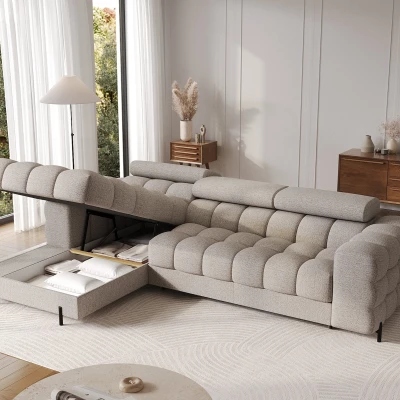 Ecksofa mit Stauraum ELIS – beige, linke Ecke