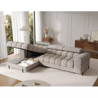Ecksofa mit Stauraum ELIS – beige, linke Ecke
