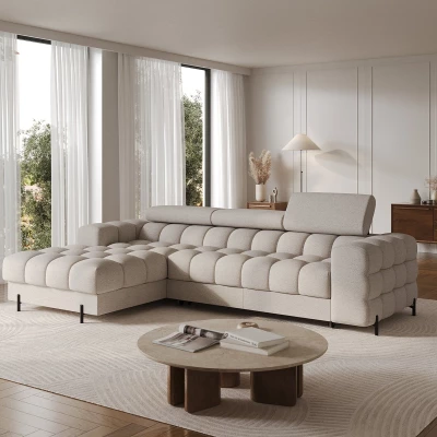 Ecksofa mit Stauraum ELIS – hellbeige, linke Ecke