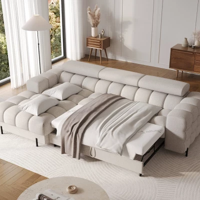 Ecksofa mit Stauraum ELIS – hellbeige, linke Ecke